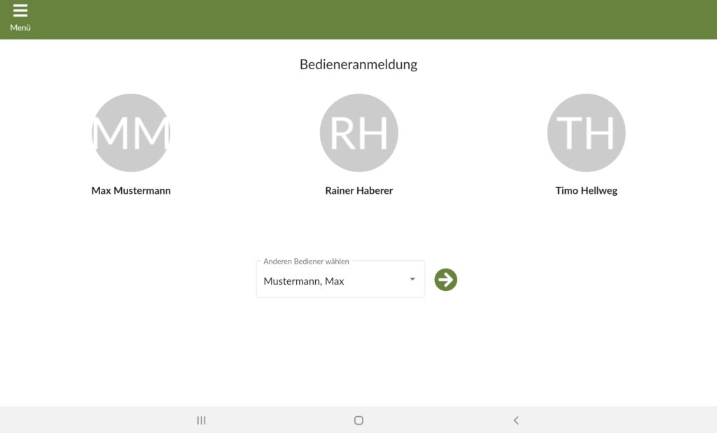 optimierte Bedieneranmeldung